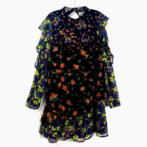 asos Plus Floral Black Tier Ruffle Cold Shoulder Long Sleeve Open Back Midi 16